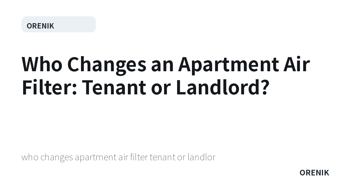 Who Changes an Apartment Air Filter: Tenant or Landlord?