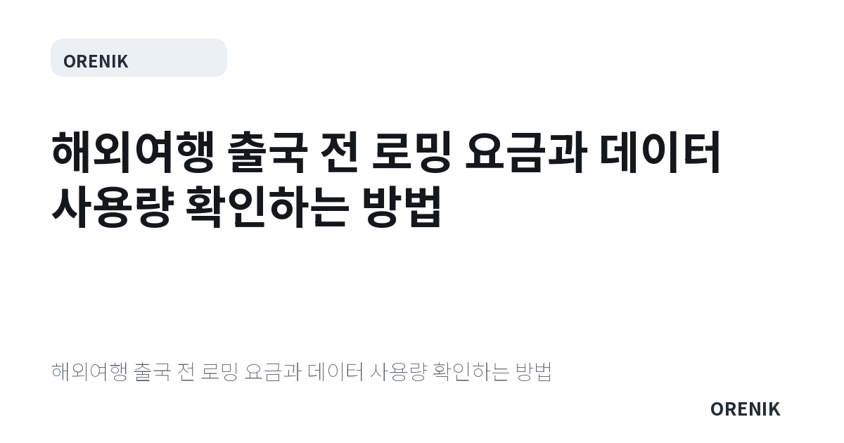 해외여행 출국 전 로밍 요금과 데이터 사용량 확인하는 방법
