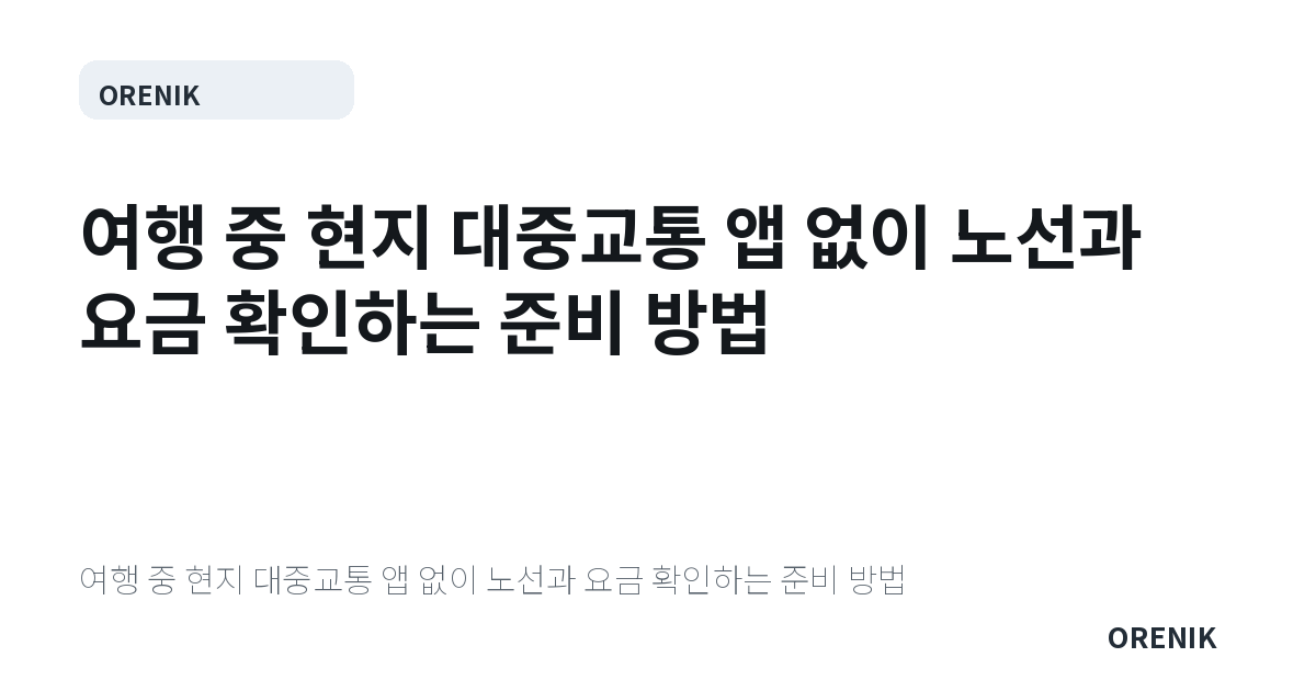 여행 중 현지 대중교통 앱 없이 노선과 요금 확인하는 준비 방법