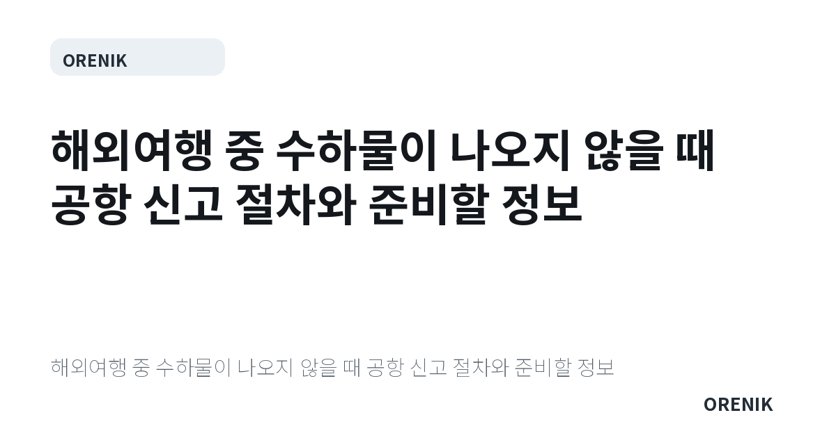 해외여행 중 수하물이 나오지 않을 때 공항 신고 절차와 준비할 정보
