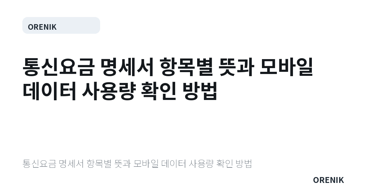 통신요금 명세서 항목별 뜻과 모바일 데이터 사용량 확인 방법